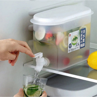 Bouilloire froide de 3,5 L avec robinet dans le réfrigérateur Conteneur de réfrigérateur de cuisine Refroidisseur transparent Rotatif Boire