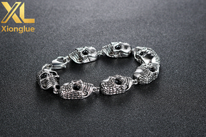 Pulsera de Eslabones de Acero Inoxidable 316L Vintage de la Mejor Calidad, 20-22mm de Longitud, con Tallado de Calavera, Regalo para Hombres - Product Image 6