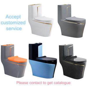 Modern <strong>Black</strong> One-Piece Ceramic Siphonic <strong>Toilet</strong> Set Floor Mounted WC With Square Bowl for Home Hotel Colorful Bathroom Accessory - Product Image 6