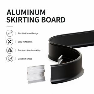 Rodapié Moderno de Aleación de Aluminio <span class=keywords><strong>Serie</strong></span> 6063-T5 de 4 cm, Resistente al Agua, Fácil Instalación, Garantía de 5 Años - Product Image 1