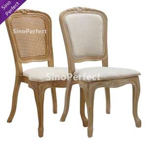 Silla de plástico de resina de Color madera trasera de ratán europeo de alquiler con cojín silla Louis para fiesta de boda de Hotel - Product Image 1