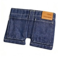 Dompet Jeans Mini Uniseks Biru Retro Portabel Dompet Koin Denim Dapat Dilipat Tempat Kartu Antik Dompet Multifungsi