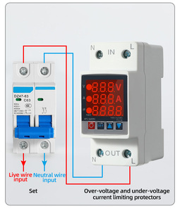 63A tự điều chỉnh thông minh hiện tại và điện áp hiển thị kỹ thuật số mét đường sắt gắn quá áp và bảo vệ thấp - Product Image 6