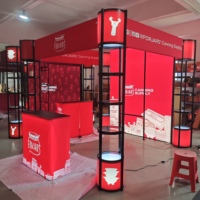 Kit de stand lumineux en tissu SEG intégré avec comptoir rétroéclairé par LED, cadre modulaire en aluminium pour stand d'exposition de produits alimentaires