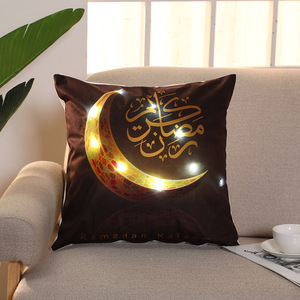 EID Mubarak LED ışık minder örtüsü ramazan yastık kılıfı ev dekoratif kırlent otel ramazan dekorasyon için kapak
