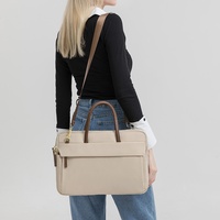 Sac pour ordinateur portable en nylon de 16 pouces pour femmes, décontracté et élégant, sac à main, mallette d'affaires de couleur unie, imperméable, durable, logo personnalisé