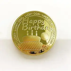 Оптовая продажа, Подарочные монеты, 3D, с днем рождения, металлические, счастливые, клевер, сувенирные монеты
