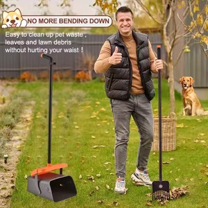 Pooper Scooper cestino girevole & rastrello, grande capacità, manico lungo regolabile, nessun odore, paletta per la rimozione dei rifiuti di animali domestici, coperchio - Product Image 5