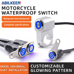 Interruptor de botón impermeable para motocicleta IP67, autoblocante, luz azul, 12V/24V, botón pulsador montado en el soporte - Product Image 4