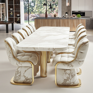 Bộ bàn ăn hiện đại sang trọng, mặt bàn đá cẩm thạch, 6-8 chỗ ngồi, chất liệu đá sintered - Product Image 3