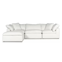 Gemütliches Modernes Quadratisches Wohnzimmer-Sofa in Offwhite aus Sherpa-Stoff, Zweisitzer, Komprimiert Verpackt, Übergroßes Cloud-Ecksofa mit Ottoman