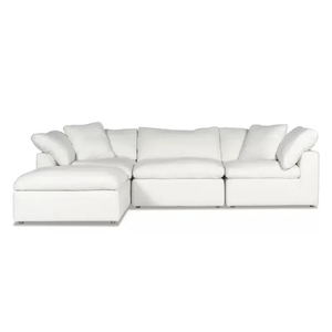 Sofá Seccional Extra Grande de Dos Plazas, Estilo Moderno y Acogedor, Tapizado en Tela Sherpa Color Blanco Hueso, con Otomana, Empacado al Vacío - Product Image 4