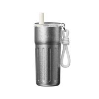 Bouteille Hotherm 600 ml en titane pur avec couvercle Tritan, double infuseur à thé, cordon tressé, sans revêtement, logo personnalisé, vente en gros pour entreprises, café