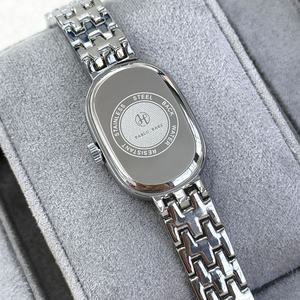 Montre à quartz de luxe pour femmes d'affaires OEM ODM, lunette sertie de diamants, étanche, bracelet en acier inoxydable, boîtier en alliage, mode ovale, aiguilles romaines - Product Image 5