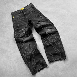 Custom <b>Embroidered</b> Patch Streetwear Wholesale Baggy <b>Jeans</b> Washed Vintage Y2k <b>Jeans</b> Men Oversize Hip Hop High Quality <b>Jeans</b> - Product Image 1