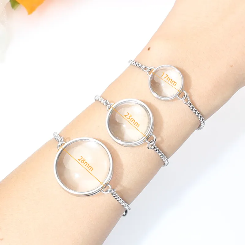 Mode Armband Voor Vrouwen Drijvend Medaillon Gebogen Glas Living Memory Medaillon Rvs Sieraden 17Mm 23Mm 28Mm