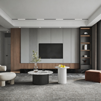 Mueble de TV Moderno de Madera Gris con Estante con Pantalla LED, Mueble Flotante para TV de 65 Pulgadas para Sala de Estar