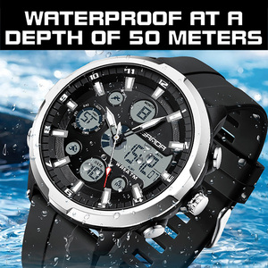 Reloj de Pulsera Digital Multifuncional para Hombre Sanda 9053, Resistente al Agua, a los Golpes, Luminoso, con Función de Alarma - Product Image 6
