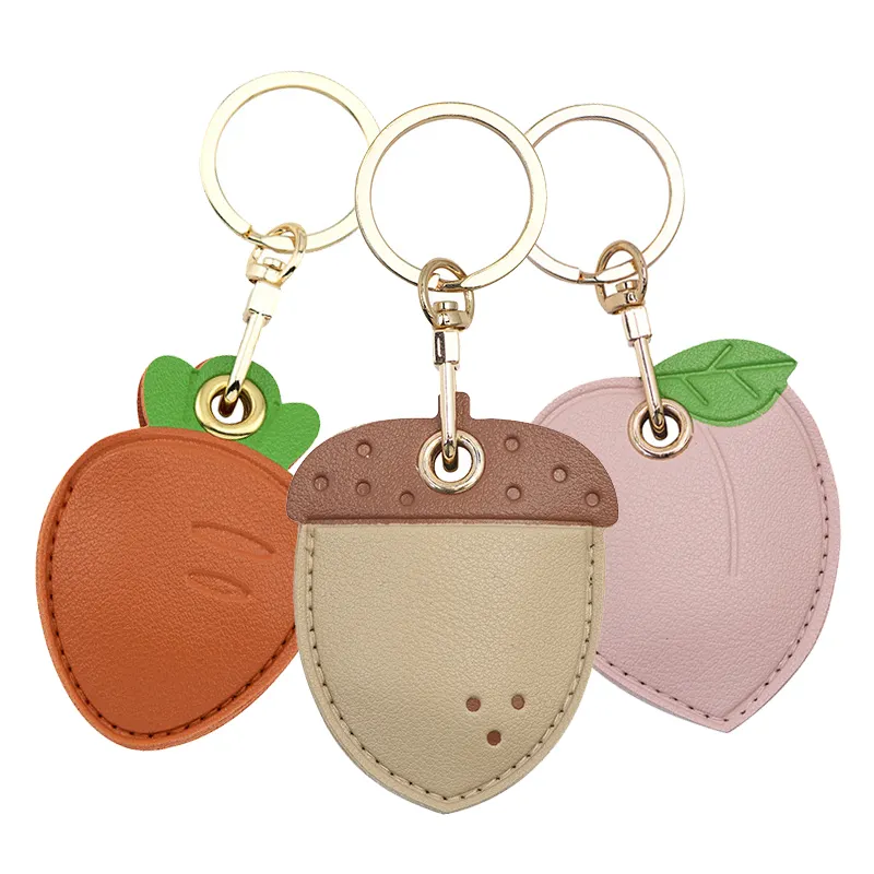 High Quality Cartoon Anime Key Chain Hazelnut Carrot Peach Custom PU Leather Keychain