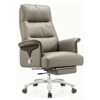 Chaise de bureau ergonomique kaki à dossier haut, pivotante et inclinable, avec repose-pieds