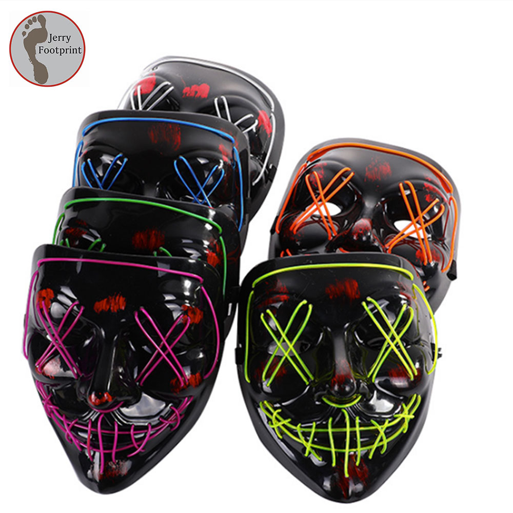 Лидер продаж Amazon 2022, маска на Хэллоуин, светодиодная светящаяся маска, черная, в стиле с кровью, ужас, лицевая маска