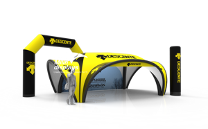 Tentes <span class=keywords><strong>dôme</strong></span> gonflables à imprimé personnalisé, auvent <span class=keywords><strong>de</strong></span> belvédère gonflable gonflable pour course automobile, moto, sport, événement sportif en plein air - Product Image 6