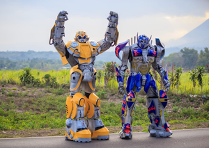 Nouveau Style adulte bleu Led lumières <span class=keywords><strong>Robot</strong></span> Costume événement fête accessoires danse Performance Costumes Cosplay Costumes avec Microphone - Product Image 5