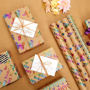 2025 Popular Fashion Gold butterfly element Embossed <b>Craft</b> Birthday Christmas Blessing Gift Wrapping <b>Paper</b> - Product Image 4