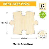 50 pièces de puzzles en bois vierges non finies, grandes plaques de bois naturel pour peinture DIY, graffiti, artisanat, décoration artistique
