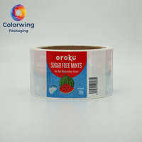 Autocollants en rouleau personnalisés, design privé, imperméables, nacrés, saveur menthe, sel marin, pastèque, pour bonbons, snacks, pizzas et emballages