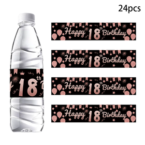 Chúc mừng sinh nhật chai nước nhãn 24pcs Đen Rose Gold bóng Stickers đối với trẻ em của 18th 21st 30th 40th sinh nhật lần thứ 50 - Product Image 6