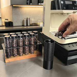 Tubos de Almacenamiento de Granos de <span class=keywords><strong>Café</strong></span> de Dosis Única a Precio de Fábrica, Frascos Dosificadores de Vidrio Borosilicato, Contenedor Sellado con Base de Madera de Pino - Product Image 5