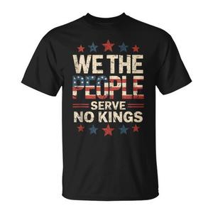 T-shirt unisexe avec drapeau américain, col rond, manches courtes, design patriotique, We The People Serve No Kings - Product Image 1