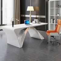 Bureau de direction créatif en peinture blanche, style luxe léger, pour un seul poste