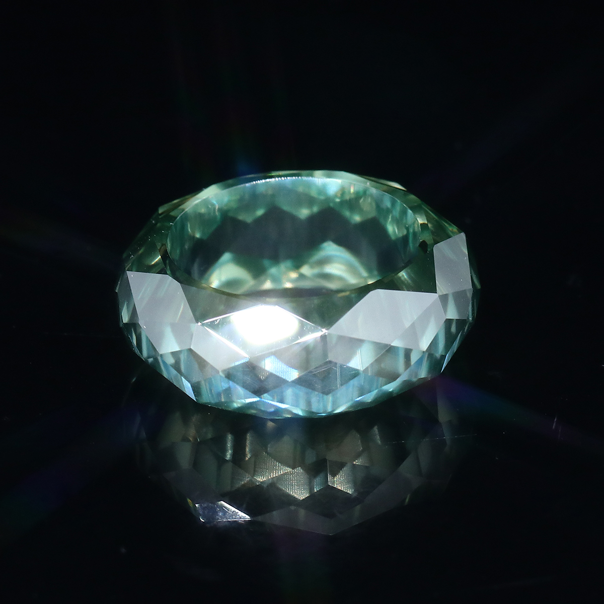 Anillo de diamantes moissanita verde