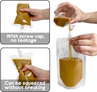 Pochettes souples transparentes en plastique pour liquides, boissons, jus, eau, avec bec verseur, 100ml, 150ml, 250ml