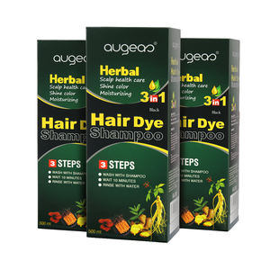Augeas Herbal Hair Dye Shampoo 500ml Black Permanent Ammonia-Free Moisturizing Scalp Care for All Hair Types - Product Image 1