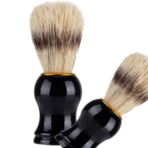 Brosse à raser en poils de sanglier, manche noir, outil de rasage et de nettoyage pour hommes - Product Image 3
