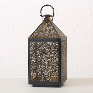 Lanterne à bougie décorative suspendue pour la décoration des hôtels et des restaurants, vente chaude, fer noir, design antique gravé - Product Image 1