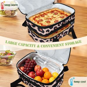Bolsa Térmica para Alimentos de Doble Capa con Diseño de Leopardo Personalizado OEM, Bolsa para Transportar Pizza y Ollas Dobles, Ideal para Picnic - Product Image 3