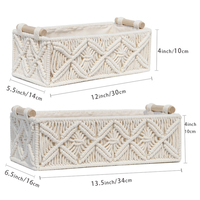 Panier de rangement multifonctionnel rectangulaire pour bureau, décoration bohème blanche, corde en coton écologique, tissé à la main