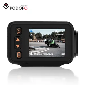 Podofo 2 inci perekam kamera dasbor sepeda motor kamera depan + belakang DVR Video otomatis IP65 kotak hitam mobil kamera dasbor tahan air