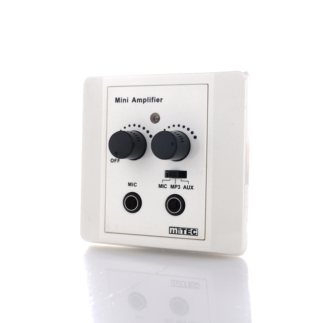 MiTEC in Wall PA Audio Amplifiers Mini Surface Mount for Classroom Meeting Room Mic MP3 Aux Receivers Class D