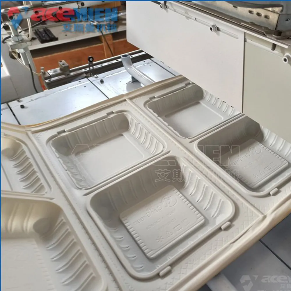 Sekali pakai biodegradable peralatan makan garis produksi plastik Makanan Cepat kotak makan siang mesin thermoforming