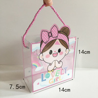 Boîtes cadeaux de Noël 14*7*14cm Contenant en plastique transparent avec poignée pour bonbons et biscuits