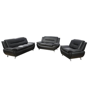 Luxury Modern 2 Seater <b>Sofa</b> Set Furniture Home <b>Office</b> Hotel Black Leather Modular <b>Sofas</b> for Sale - Product Image 1