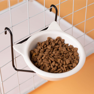 Ceramic Hanging <b>Cat</b> Bowl Double Feeder Anti Tipping Fixed <b>Cage</b> Pet Food And Water Dish For <b>Cats</b> - Product Image 2