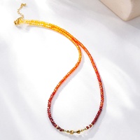 Kalung manik-manik Zircon CZ warna oranye trendi, kalung rantai untai tembaga desain baru sempurna untuk pesta