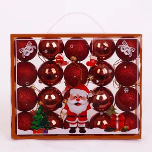 Gran oferta, juego de bolas de decoración navideña de 4 CM para fiesta, Bola de Navidad de plástico, Bola de Navidad