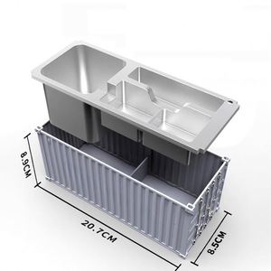 Custom LOGO Desk Organizer Pen Pencil Holder Business Name <b>Cards</b> Holder Shipping Container Model Storage <b>Box</b> with Compartments - Product Image 2